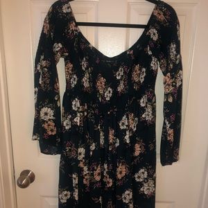 TORRID BLUE FLORAL OFF THE SHOULDER DRESS